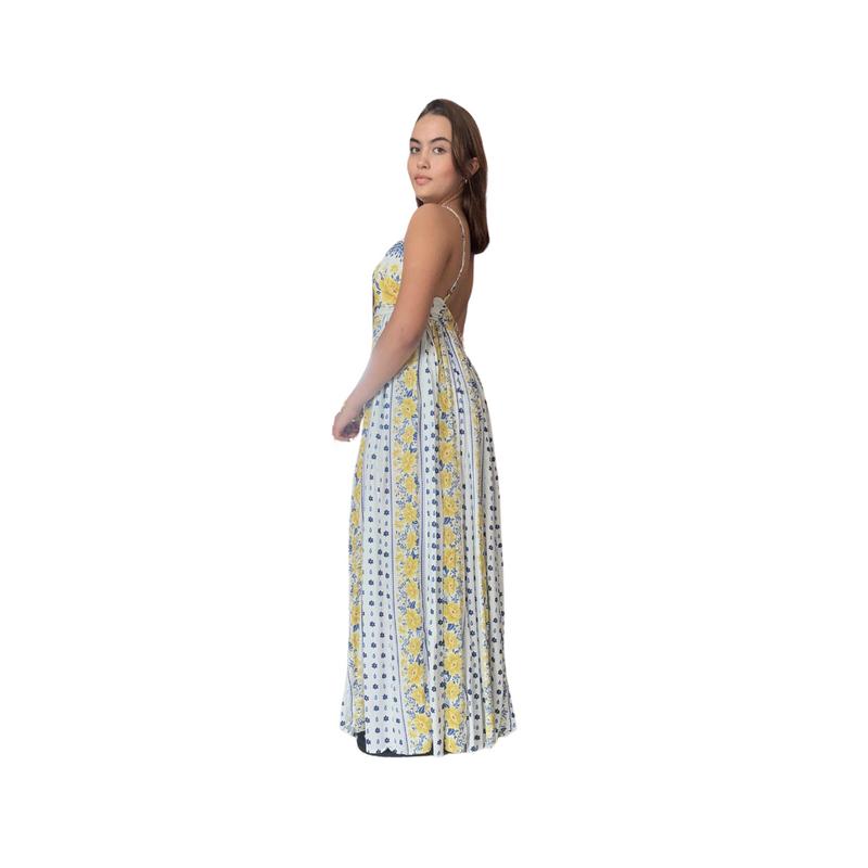 Vestido Longo Pregas Azulina | Evasê